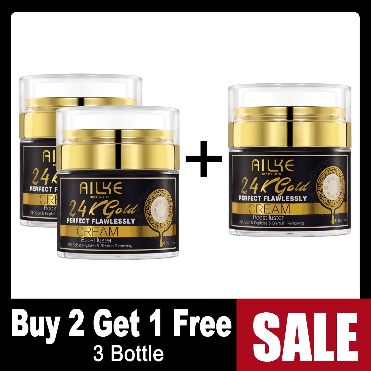 AILKE 24K Glod Flawlessly Skin Care Range, Skin Whitener, Reduce Dark Spots, Melanin, Wrinkles, Moisturize, For Women & Men by Home for Health and Beauty