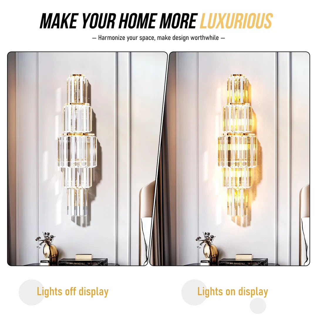 Crystal Wall Lamp Modern 3-Layer Wall Crystal Sconce Light E14 Led Corn Lights by Home for Health and Beauty
