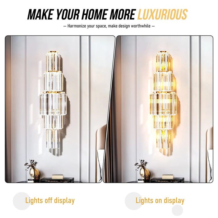 Crystal Wall Lamp Modern 3-Layer Wall Crystal Sconce Light E14 Led Corn Lights by Home for Health and Beauty