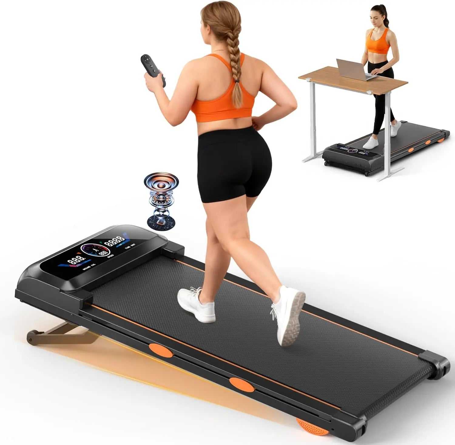 Walking Pad Treadmill with 3.5HP 17% Auto Incline 12-Level,450 lbs RGB UI Screen,3 in 1 Under Desk Treadmill with Auto Incline by Home for Health and Beauty