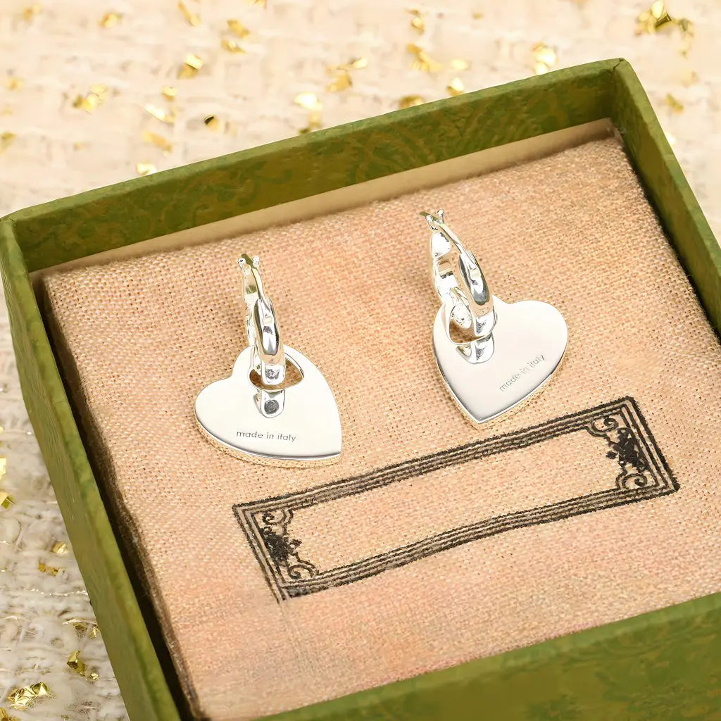 Silver Heart Jewelry Set Necklace And Earrings