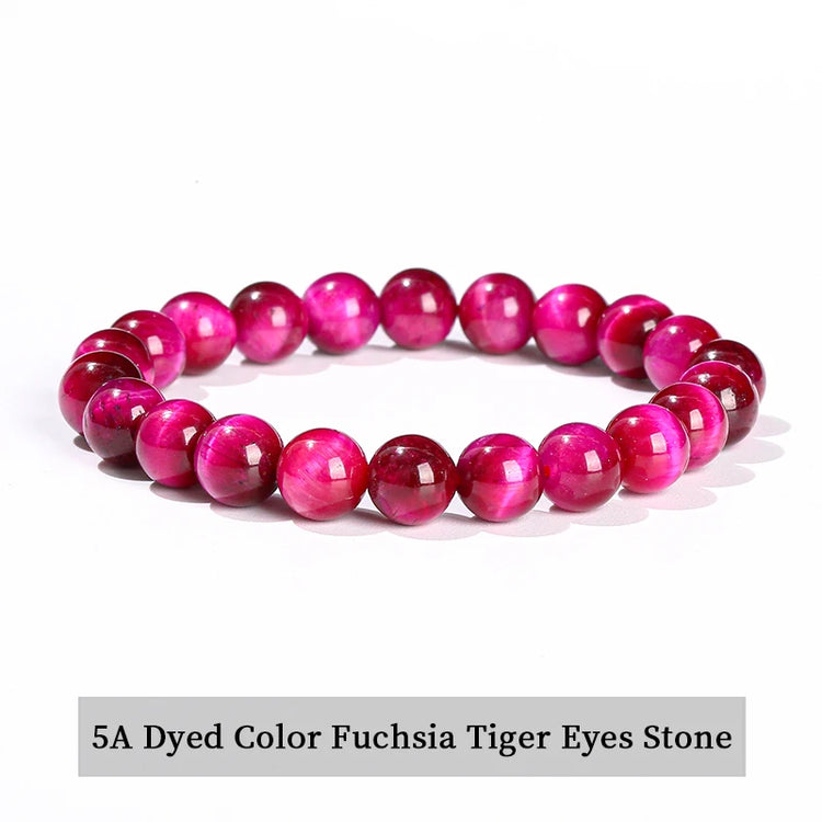 JD Natural Stone Beads Bracelet Amethyst Tiger Eye Crystal Quartz Agate Gem Beads Bangles Women Men Reiki Healling Jewelry Gift by Home for Health and Beauty