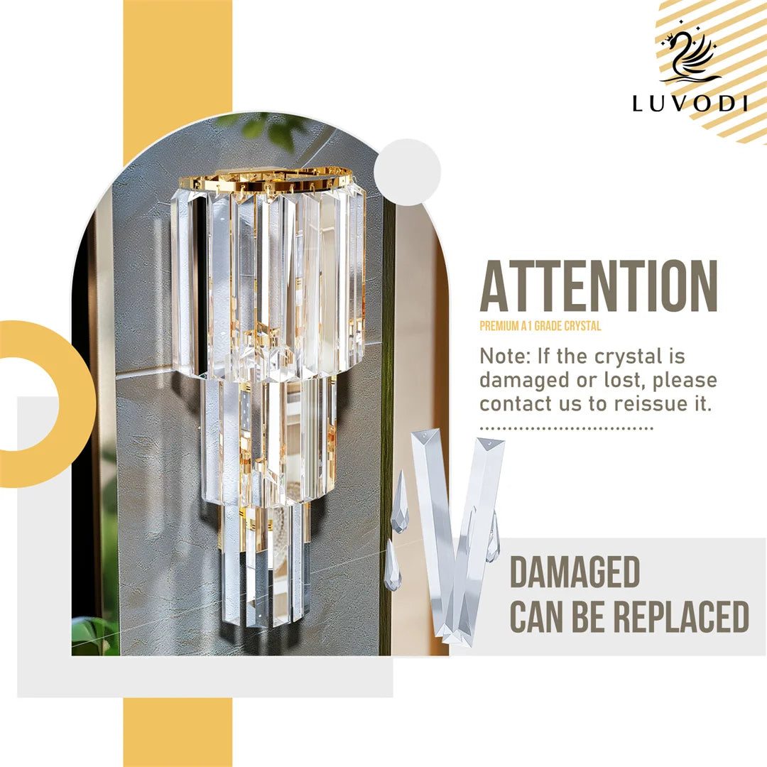 Crystal Wall Lamp Modern 3-Layer Wall Crystal Sconce Light E14 Led Corn Lights by Home for Health and Beauty