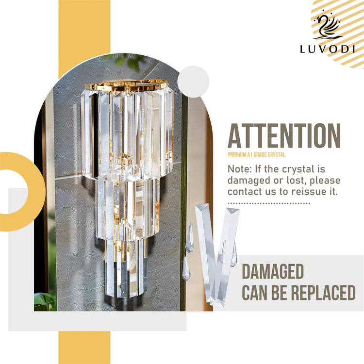 Crystal Wall Lamp Modern 3-Layer Wall Crystal Sconce Light E14 Led Corn Lights by Home for Health and Beauty