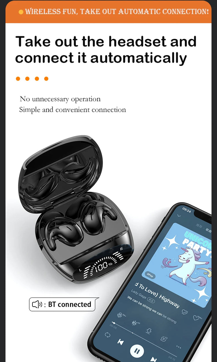SK Ultra-thin Sleep Headphones 5.3 Wireless Bluetooth Headset Invisible Earbuds Hidden In Ear Button Sports Earphones Waterproof by Home for Health and Beauty