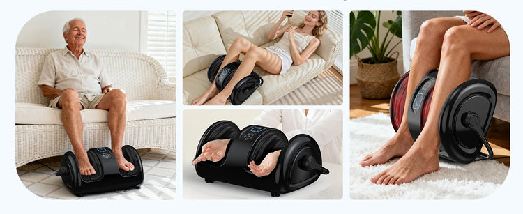 Electric Foot Calf Massager Shiatsu Massage Tools 3 Levels Deep Tissue Washable Cover Hot Compress Vibrator Machine Foot Relax by Home for Health and Beauty