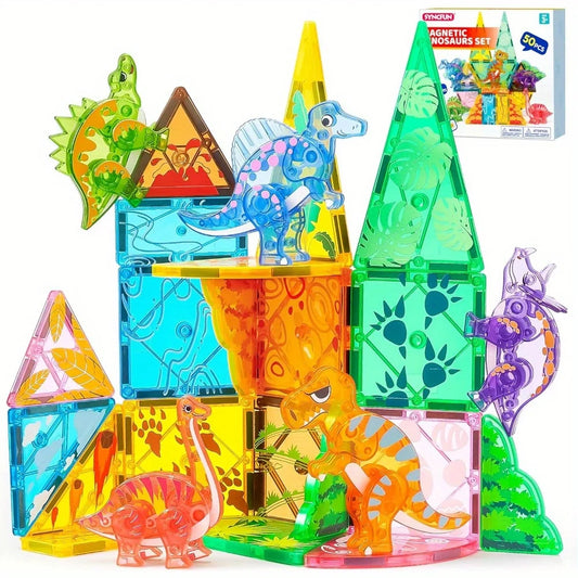 Magnetic Building Tiles Dinosaur Set 5 Dinosaurs STEM Toy