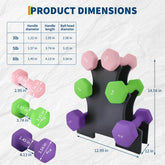 Hexagon PVC Coated Dumbbell Set for Home Gym Anti-Roll Hand Weights Strength Training Equipment for Men Women – 3, 5, 8 lb Pairs by Home for Health and Beauty