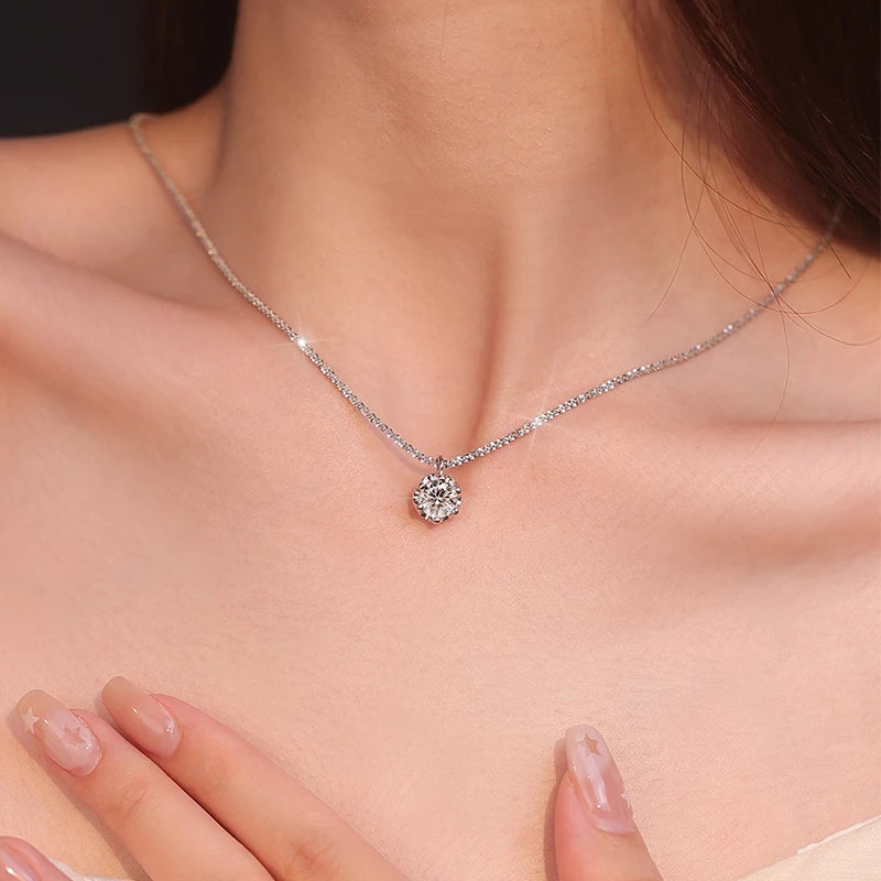 Real Moissanite Diamond Pendant Necklace 925 Sterling Silver Cauliflower Chain by Home for Health and Beauty