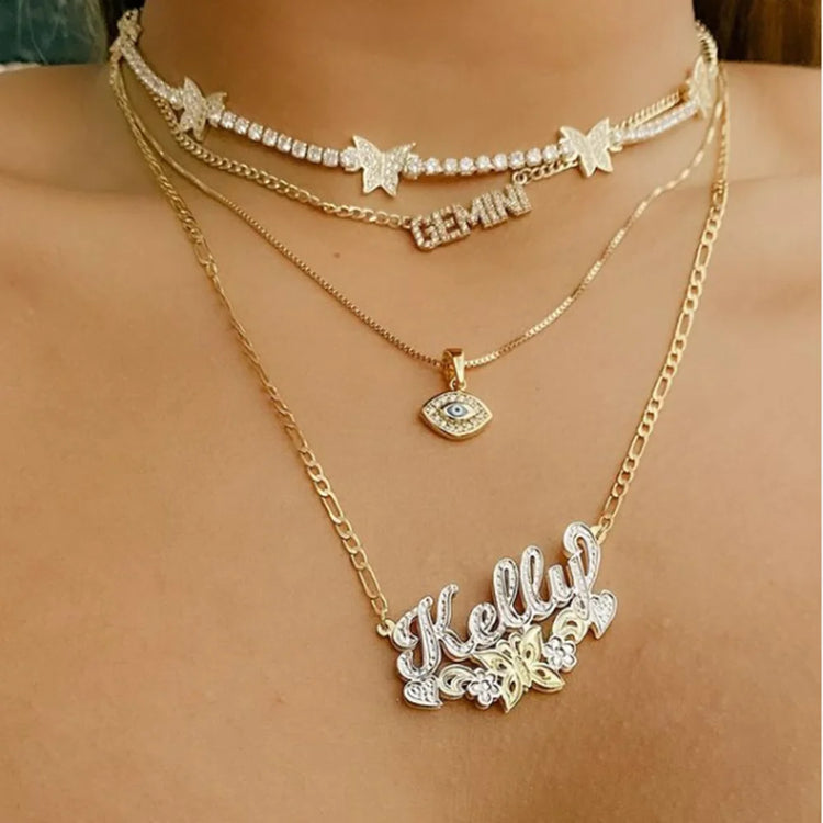 Custom Name Butterfly Necklace Personalized Heart Hip Hop Letter by Home for Health and Beauty