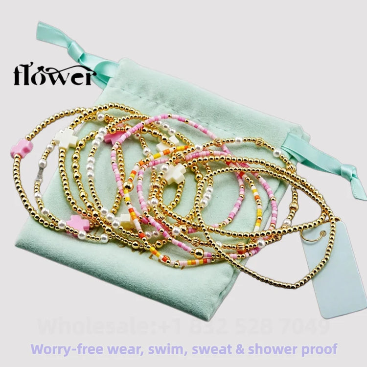 Waterproof Charm Beads Stackable Bracelets Bangles Fashion Fine Jewelry Gift For Women Anniversary Birthday by Home for Health and Beauty