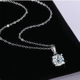 S925 Sterling Silver Moissanite Pendant for Women Collarbone Chain 1-3 Carats Four Claw Simple Necklace Wholesale by Home for Health and Beauty