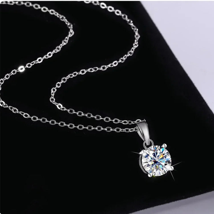 S925 Sterling Silver Moissanite Pendant for Women Collarbone Chain 1-3 Carats Four Claw Simple Necklace Wholesale by Home for Health and Beauty