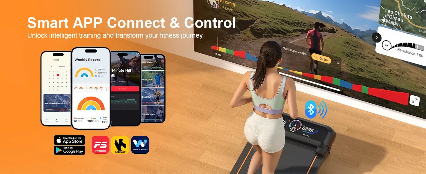 Walking Pad Treadmill with 3.5HP 17% Auto Incline 12-Level,450 lbs RGB UI Screen,3 in 1 Under Desk Treadmill with Auto Incline by Home for Health and Beauty