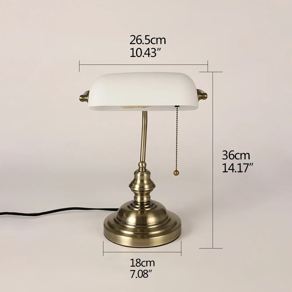 Desk lamp Table Light glass banker‘s lamp zipper switch for bedroom home stuy restaurant library office light night lamp by Home for Health and Beauty