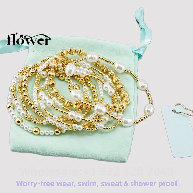 Waterproof Charm Beads Stackable Bracelets Bangles Fashion Fine Jewelry Gift For Women Anniversary Birthday by Home for Health and Beauty