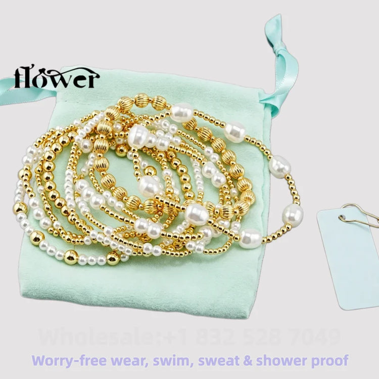 Waterproof Charm Beads Stackable Bracelets Bangles Fashion Fine Jewelry Gift For Women Anniversary Birthday by Home for Health and Beauty
