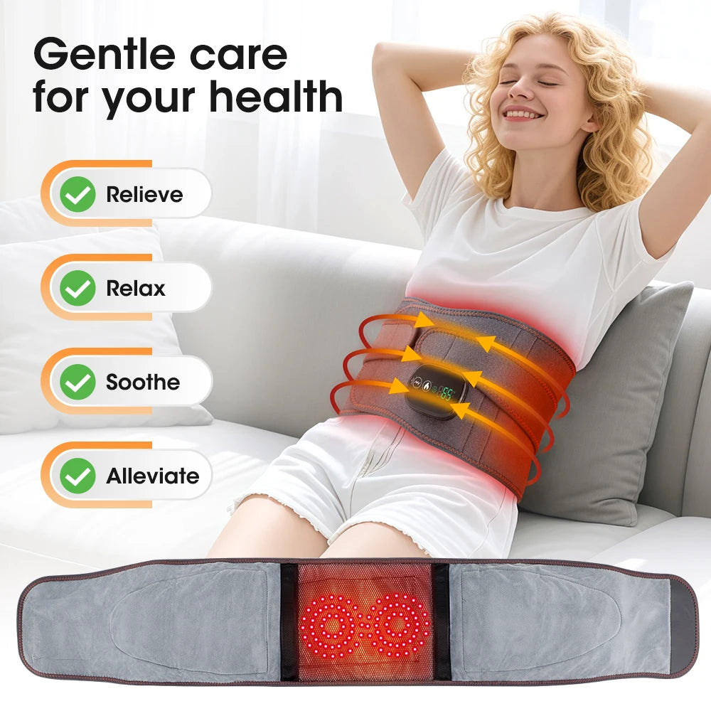 Agdoad Heating Vibration Massager Belt With Red Light Hot Compress Waist Support