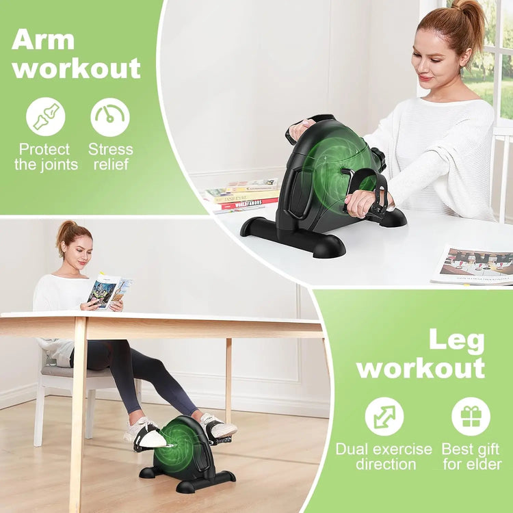 Mini Exercise Bike, Under Desk Bike Pedal Exerciser for Arm/Leg Exercise, Adjustable Magnetic Resistance Desk Cycle by Home for Health and Beauty