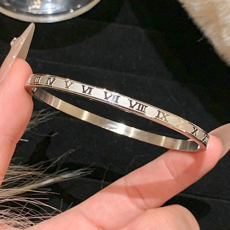 Sparkling Zirconia Inlaid Stainless Steel Bracelet 5/1pcs Set for Women Stackable Bangles Fashion Non Fading Jewelry Gift by Home for Health and Beauty