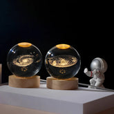 3D Moon Crystal Ball Astronomy Galaxy Solar System Saturn Luminous Balls Snow Glass Globe Night Light Home Desktop Decoration solar system sphere stand globe earth gyro ball planet by Home for Health and Beauty