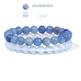 2Pcs Colorful Natural Stone Bead Bracelet Set 8MM Natural Agates Turquois Amethysts Quartzs Gem Stretch Bangle Jewelry Gift by Home for Health and Beauty