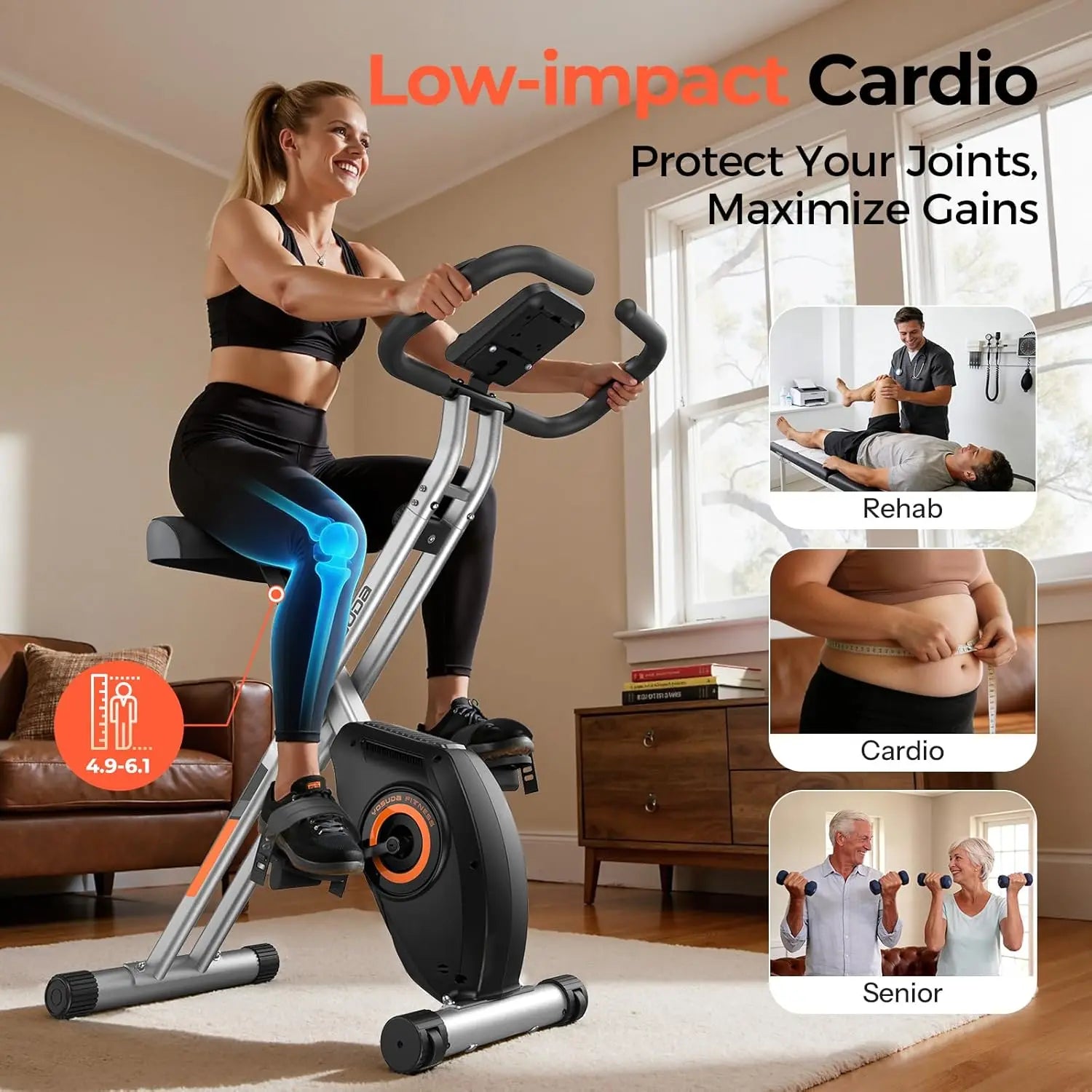 Folding Exercise Bike - Foldable Stationary Bike for Home Gym Workout by Home for Health and Beauty