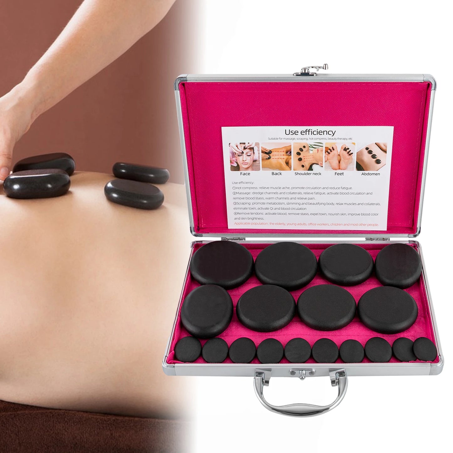 Hot Stones Massage Set With Heater Box Spa
