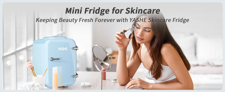 Mini Fridge, 4 Liter/6 Cans Portable Cooler and Warmer, AC/DC Power Small Fridge by Home for Health and Beauty