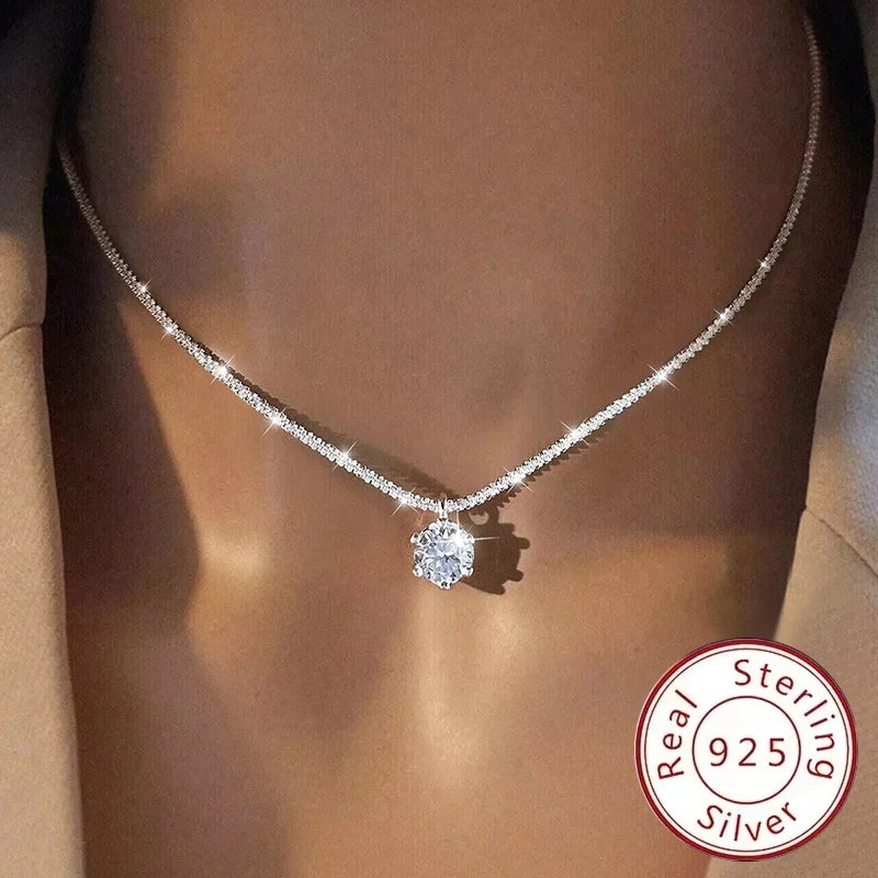 Real Moissanite Diamond Pendant Necklace 925 Sterling Silver Cauliflower Chain by Home for Health and Beauty
