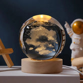 3D Moon Crystal Ball Astronomy Galaxy Solar System Saturn Luminous Balls Snow Glass Globe Night Light Home Desktop Decoration solar system sphere stand globe earth gyro ball planet by Home for Health and Beauty