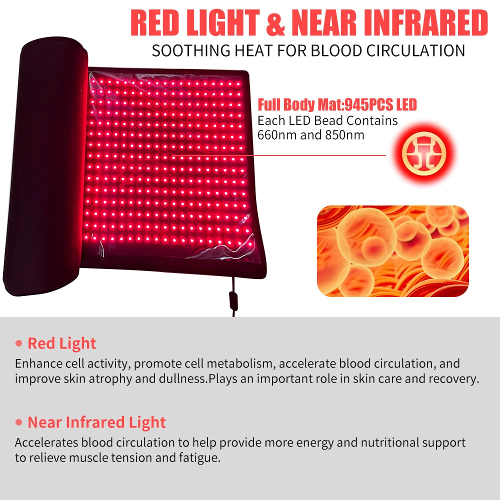 Electronic LED Light Therapy Mat For Whole Body Relaxation And Recovery