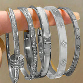 Sparkling Zirconia Inlaid Stainless Steel Bracelet 5/1pcs Set for Women Stackable Bangles Fashion Non Fading Jewelry Gift by Home for Health and Beauty