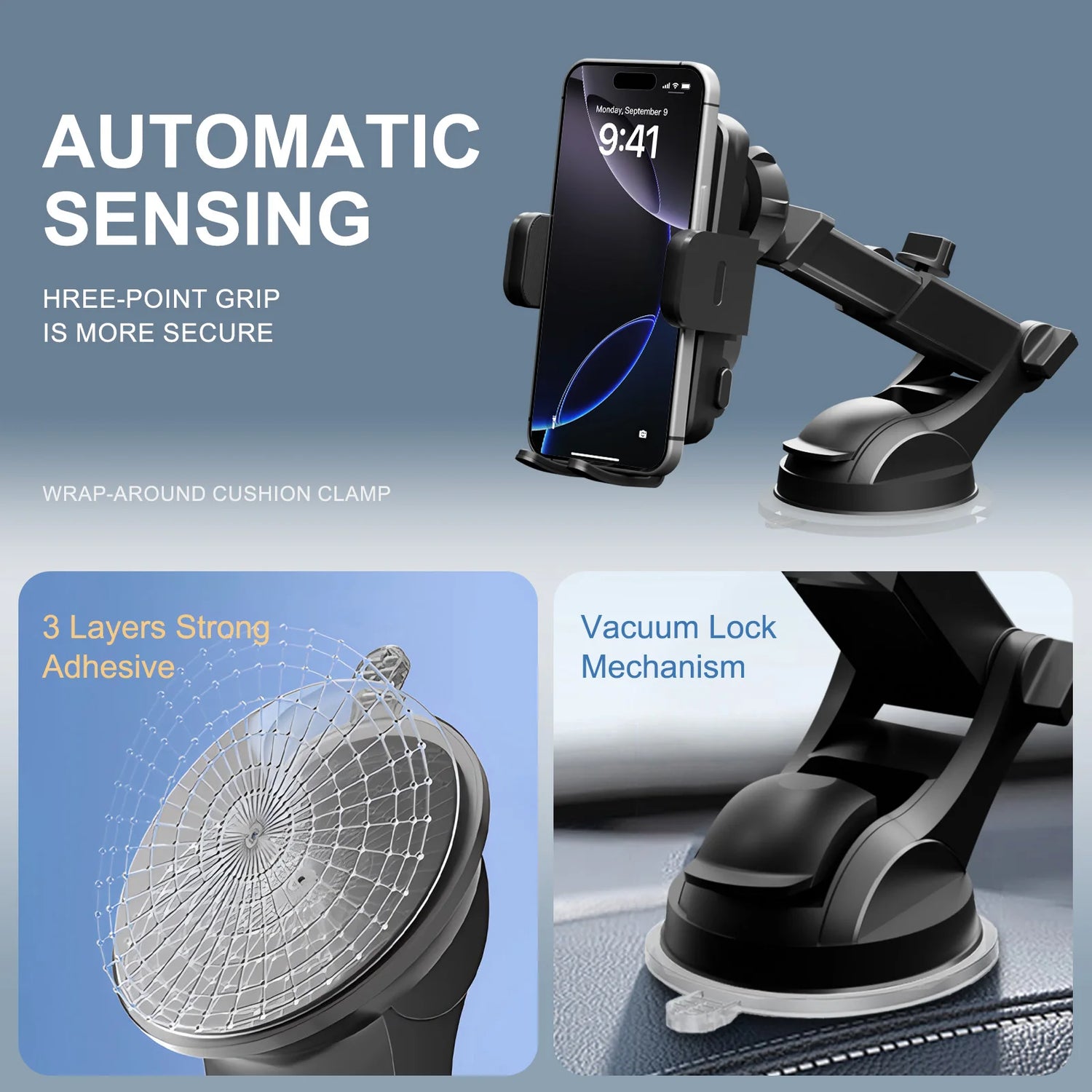 Wireless Car Charger Phone Holder 15W Fast Charge Mount iPhone by Home for Health and Beauty