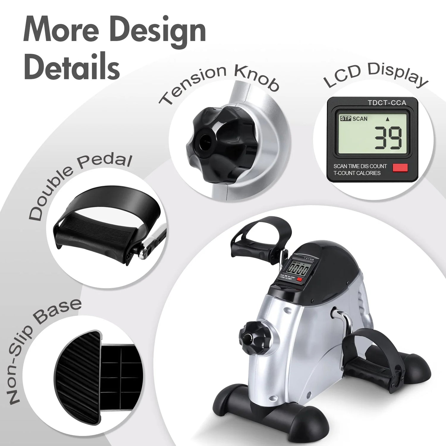 Mini Under Desk Pedal Exerciser Bike Multi-Function Motorized Digital With LCD Screen Display for Leg Arm and Knee for Elderly by Home for Health and Beauty