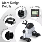 Mini Under Desk Pedal Exerciser Bike Multi-Function Motorized Digital With LCD Screen Display for Leg Arm and Knee for Elderly by Home for Health and Beauty
