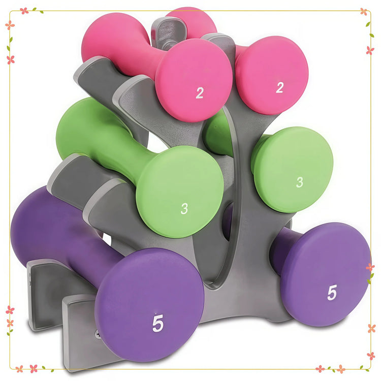 20 lb Hourglass Neoprene Dumbbell Set with A-Frame, Non-Slip Grips for Home Gym and Strength Training by Home for Health and Beauty