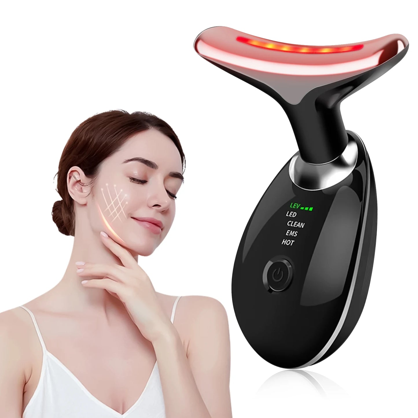 Electronic Neck Massager With Dual Ring Rollers USB Charging