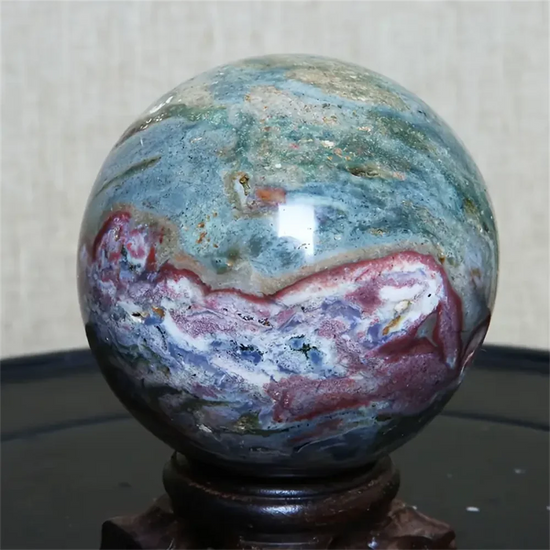 1pc Ocean Jasper Sphere, Crystal Collection by Home for Health and Beauty