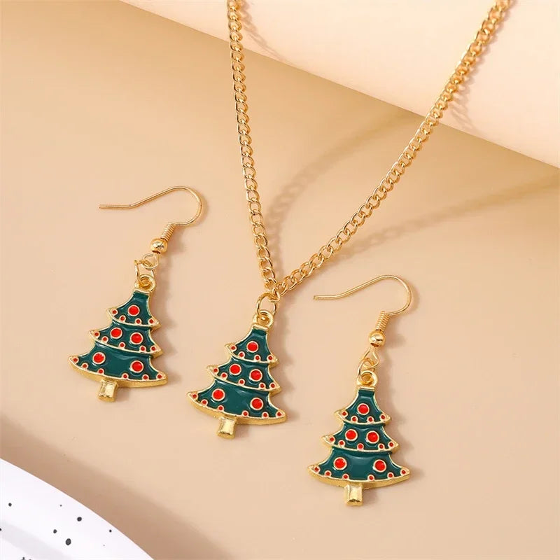 Fashion Christmas Necklace and Earrings Set for Women