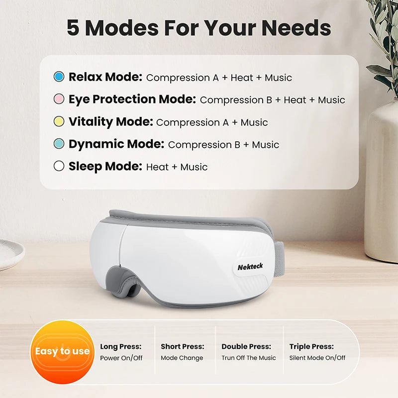 Eye Massager With Heat And Bluetooth For Migraine Relief by Home for Health and Beauty