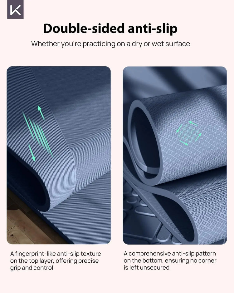 Extra Wide 32" Yoga Mat, 7mm Thick Non-Slip Eco-Friendly for Pilates and Fitness by Home for Health and Beauty