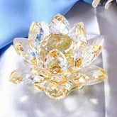 Crystal Lotus Flower Figurine Home Wedding Decoration Glass Craft Collection Paperweight Table Ornaments Souvenir Gifts by Home for Health and Beauty