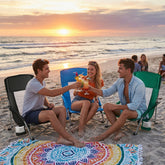 Camping Beach Chair Portable Lightweight Low Mesh Back Padded Armrests Folding Beach Chair with Cup Holder Storage Pocket for Camp Picnic Lawn by Home for Health and Beauty