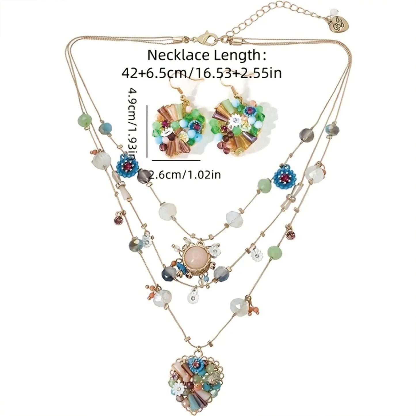 925 Silver Multi-layer Heart Bead Jewelry Set