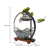 Ceramic Tabletop Fountain With Mist LED 110V Deer Figurine Pine Branches Easy Setup Quiet For Indoor Meditation Feng Shui Decor by Home for Health and Beauty
