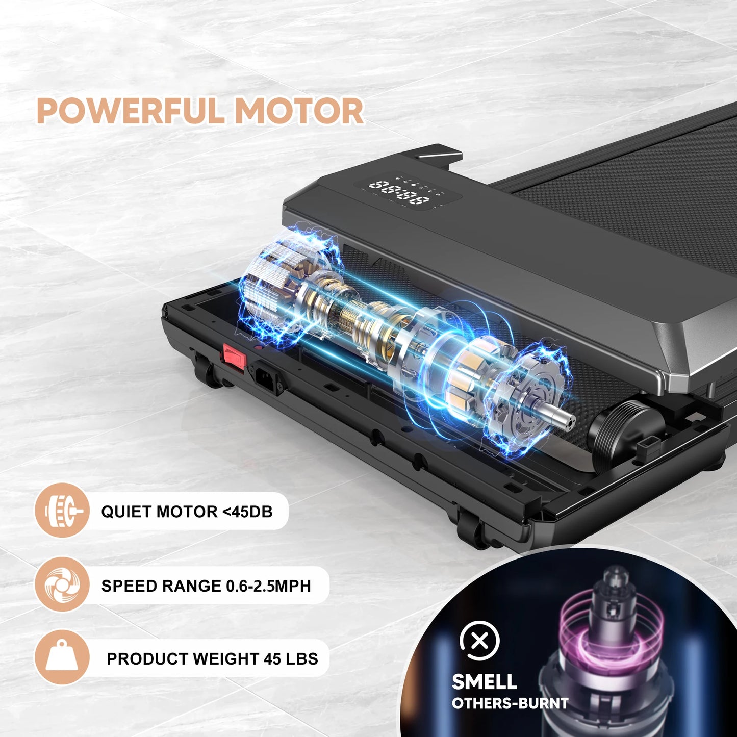 2in1 Under Desk Treadmill With LED Display