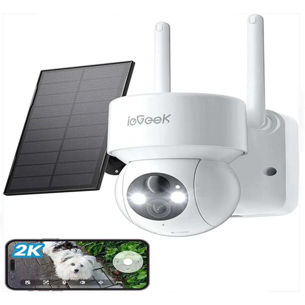 ieGeek 2K 3MP WiFi Security Cameras Wireless Outdoor, for Home Surveillance, 360 PTZ Battery Powered Cam with Solar Panel by Home for Health and Beauty
