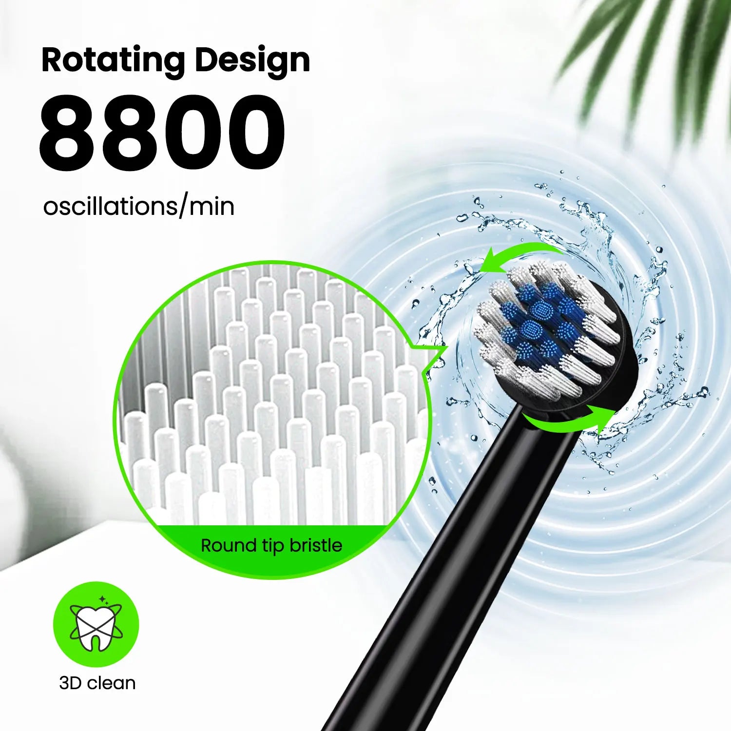 Fairywill Electric Toothbrush T2233Powerful Rotation Cleaning 4 Replacement Heads Rechargeable Sonic Toothbrush for Adults by Home for Health and Beauty