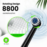 Fairywill Electric Toothbrush T2233Powerful Rotation Cleaning 4 Replacement Heads Rechargeable Sonic Toothbrush for Adults by Home for Health and Beauty